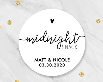 Midnight Snack Wedding Favor Labels, Wedding Stickers, Wedding Favor Sticker, Wedding Gift Bag Label, Midnight Snack Stickers