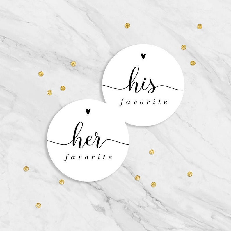 Modern His Her Favorite Labels His Her Favor Sticker His Etsy