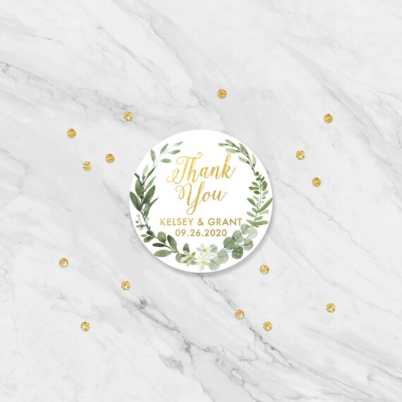Thank you stickers green wreath