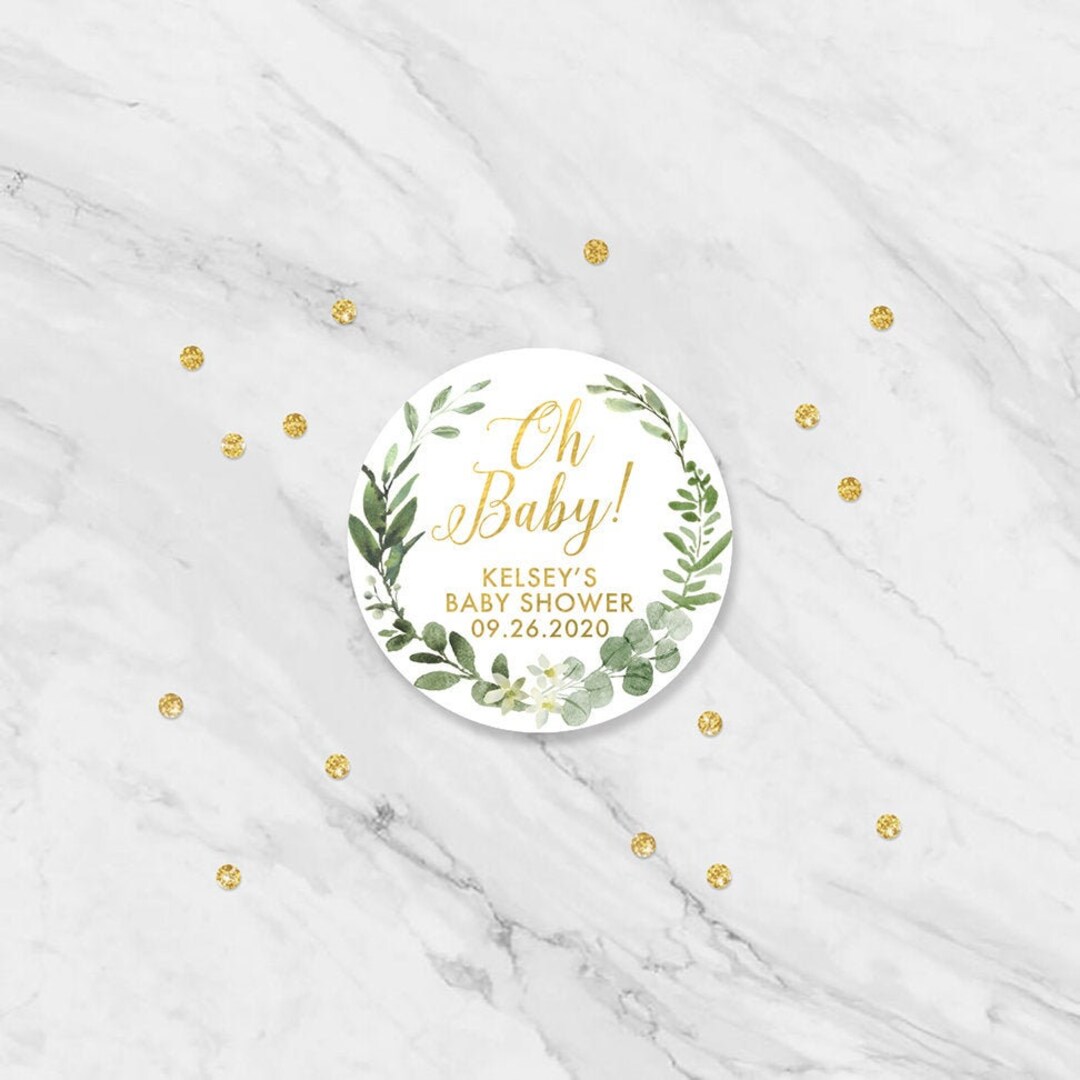 Oh Baby Sticker, Wreath Oh Baby Stickers, Greenery Oh Baby Sticker, Oh
