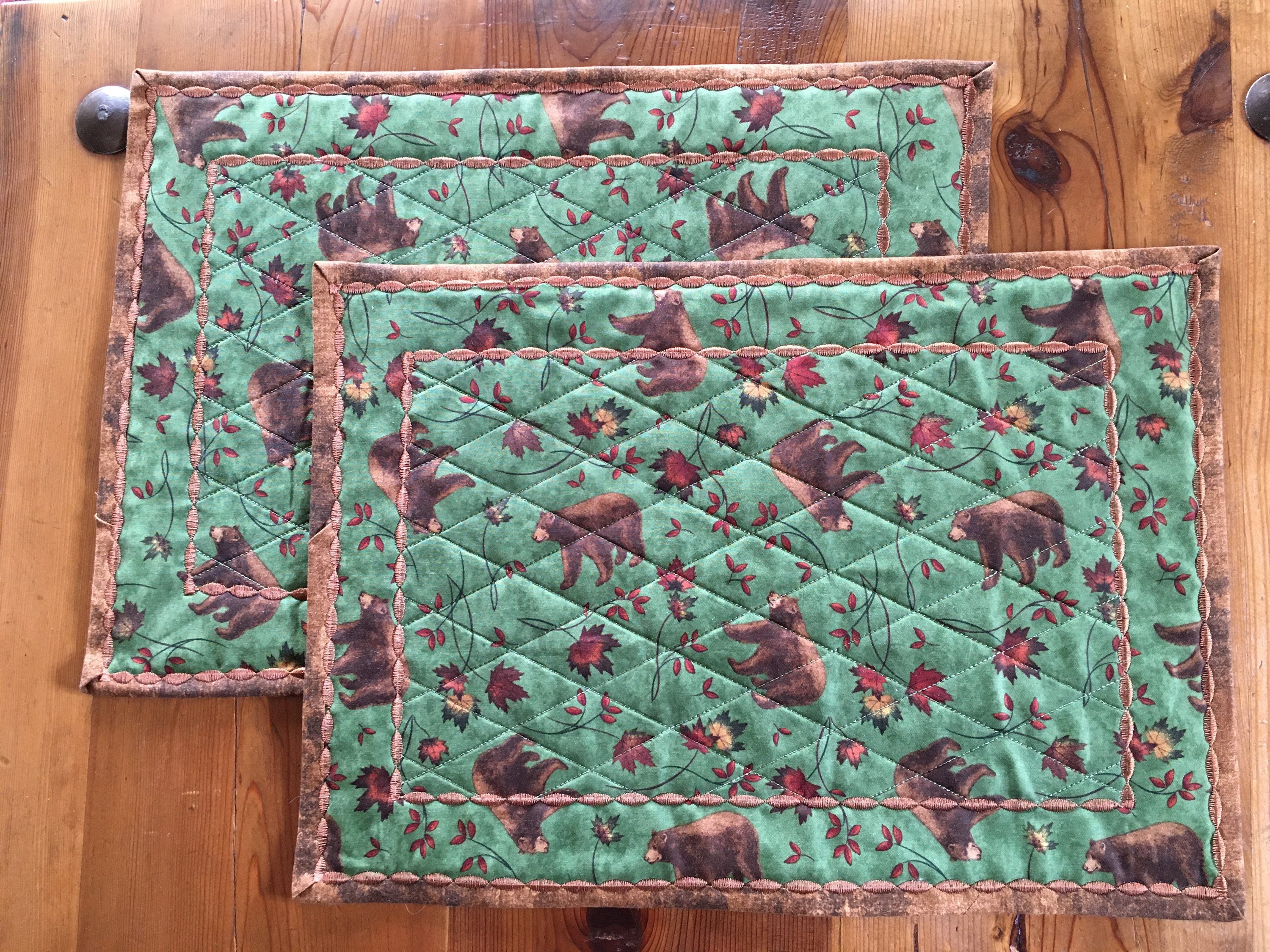 Bear Placemat Cabin Placemat Reversible Placemat Wildlife Etsy