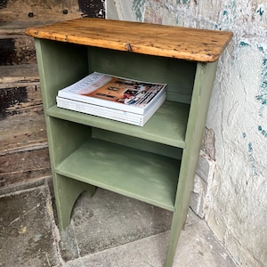 Edwardian Green Painted Pine Bedside Shelves