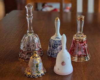 Vintage Bells Glass, Porcelain, Cloissone Lot of 5