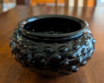 Vintage Hobbail Dark Red Glass Decorative Bowl KB1