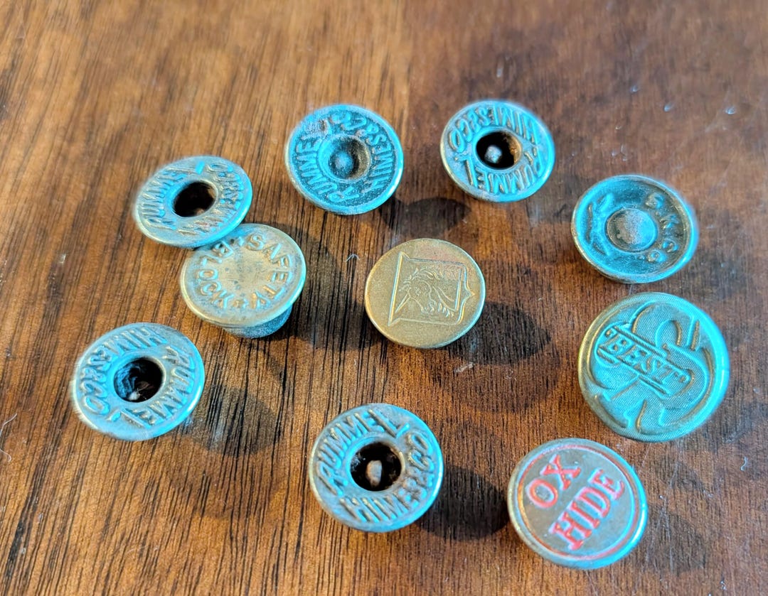 VTG Metal Overall Buttons Lot of 10. Ox Hide, Rummel, Hime & Co. and ...