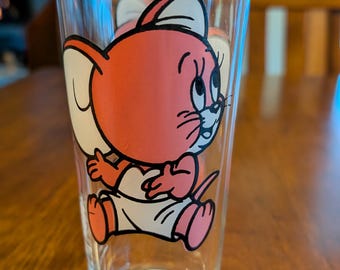 Vintage 1973 Pepsi Looney Tunes Tuffy Glass with White Letters