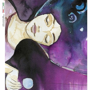 Paper Designs Purple Watercolor Portrait Scene 0120 A4 Rice Paper Decoupage Scrapbooking