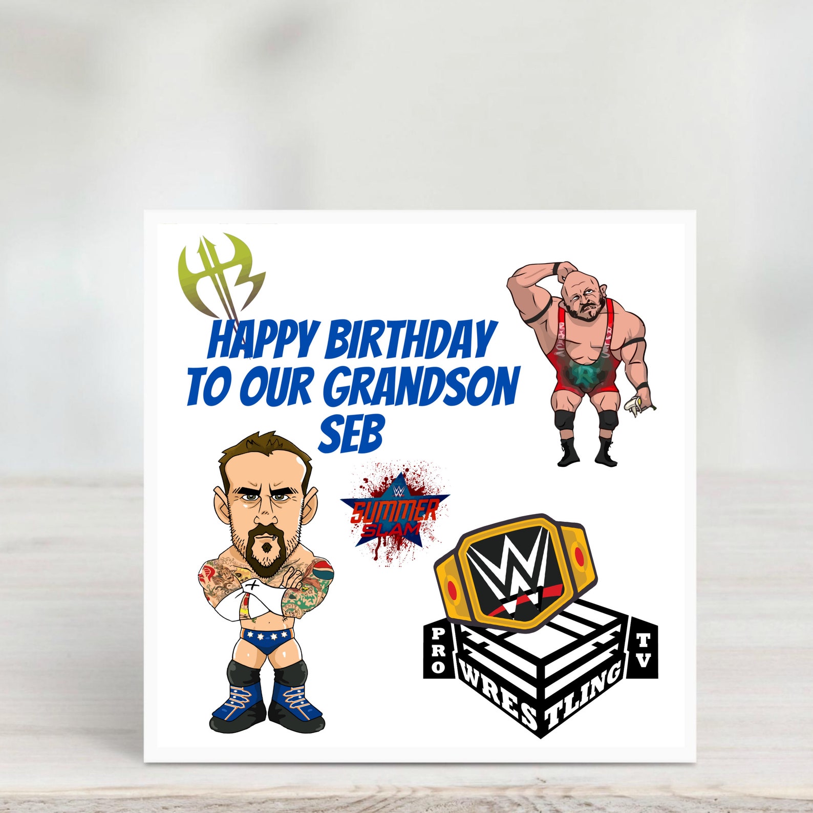 Personalised Wrestling Birthday Card - Etsy