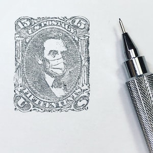 Masked Abraham Lincoln stamp rubber stamp (pandemic heroes series)