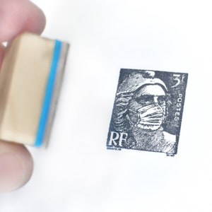 Masked Marianne stamp rubber stamp (pandemic heroes series)
