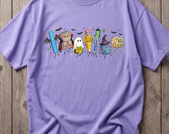 Spooky School Supplies Shirt, Comfort Colors Halloween Teacher Tee, Spooky Classroom Stationery Shirt, Elementary School Educator Gift