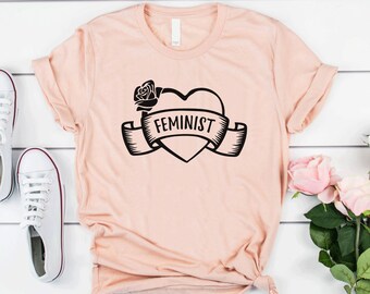 Heart Flower Feminist T-Shirt: Women's Empowerment Tee