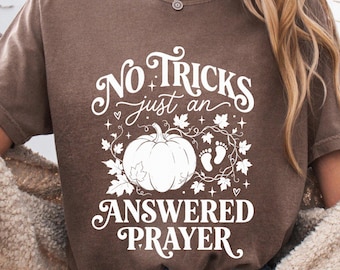 Answered Prayer Pregnancy Shirt, Comfort Colors Maternity Tee, Christian Halloween Mom Tee, Pumpkin Baby Feet Shirt, Expecting Mom Gift