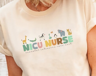 NICU Nurse Shirt: Whimsical Animal Graphic Tee - Pediatric Nurse Gift