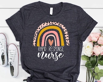 Rapid Response Nurse Shirt: Rainbow Leopard Print, Nursing Gift