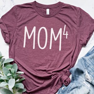Mom of 4 Boys T-Shirt: Heather Maroon Bella Canvas Tee