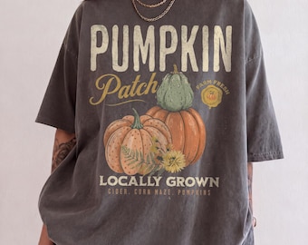 Vintage Pumpkin Patch Comfort Colors® Shirt, Farm Fresh Fall Harvest Tee, Locally Grown Autumn Tee, Cider Corn Maze Pumpkin Shirt, Fall Gift