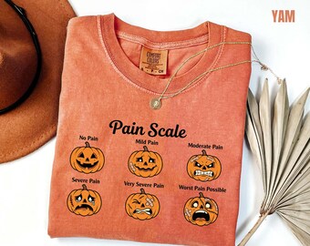 Pain Scale Pumpkin Shirt, Comfort Colors Halloween Nurse Shirt, Funny Nurse Gift, RN Nurse Tee, Nurse Life Pumpkin Halloween Spooky Shirt