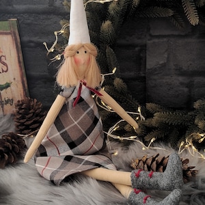 Bambole Tilda Pixie, Elfi Nordici, Fate Invernali Fatte a Mano, Bambole di Natale Scandinave