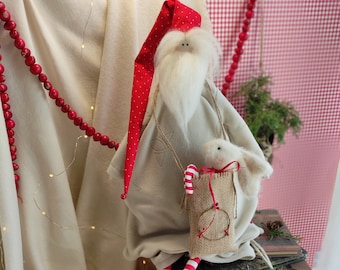Père Noël décoratif, Père Noël moderne, poupée Santa Tilda, Père Noël nordique, décoration de Noël scandinave, Sinterklaas, Weihnachtsmann