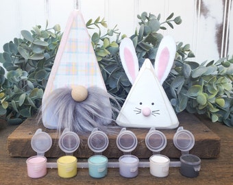 DIY Easter Gnome and Bunny Painting Kit | Wood Gnomes Craft Supply Kit | Easter Kids Craft | DIY Easter Decor | Virtual Group Activity