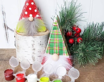 DIY Holiday Gnome Painting Kit | Christmas Winter Gnomes | DIY Wood Craft Kit | Holiday Gift Idea | Kids Christmas Gifts | Group Activity