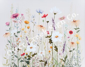 Floral Meadow Print | Original Artwork Print | Wildflower Watercolor Art Print | Digital File Download