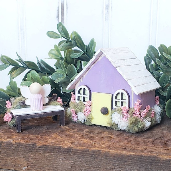 DIY Flower Cottage Fairy House Kit | Micro Fairy House Accessories Set | Indoor Plant Houseplant Decor | Mini Fairy Garden Playset