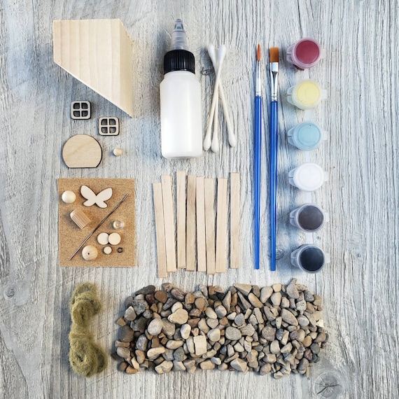 PATIKIL 5 styles de porte de fée en bois, 1 lot/6 pièces, mini portes de jardin miniatures, accessoires pour maison de poupée, couleur naturelle
