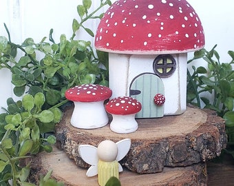 DIY Mushroom Fairy House Kit | Micro Fairy House Accessories Set | Indoor Plant Houseplant Decor | Mini Fairy Garden Playset