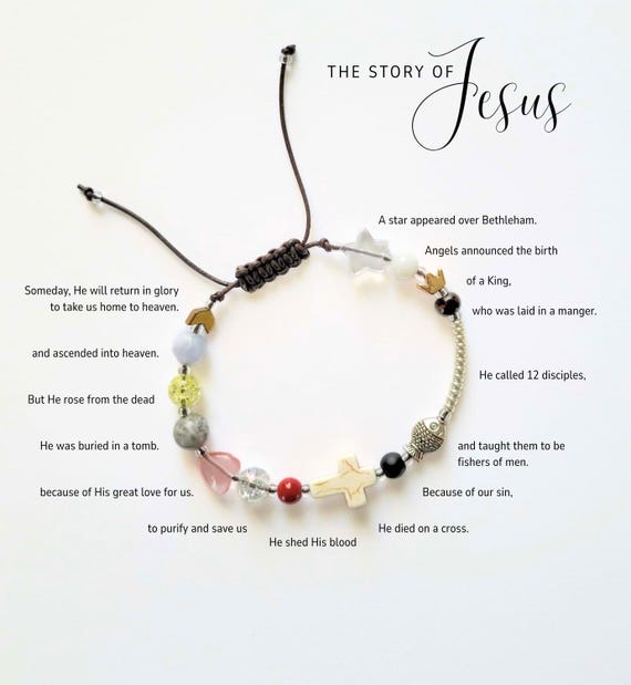 Handmade Story of Jesus Beaded Bracelet: Christian Faith Jewelry, Natural Materials