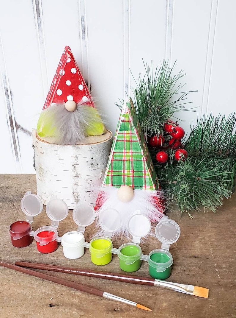 DIY Winter Gnome Painting Kit Winter Christmas Gnomes DIY Wood Craft Kit Holiday Gift Idea Kids Christmas Gifts Group Activity image 2