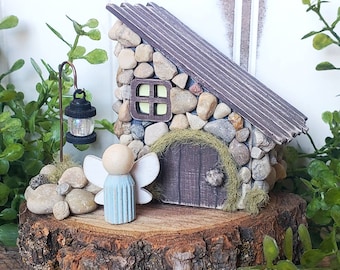 DIY Rustic Cabin Fairy House Kit | Micro Fairy House Accessories Set | Indoor Plant Houseplant Decor | Mini Fairy Garden Playset