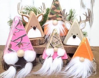 DIY Hunting Gnome Painting Kit | Make Your Own Wood Gnomes | Craft Supply Kit | DIY Wood Craft | Hunting Season Decor | Group Activity