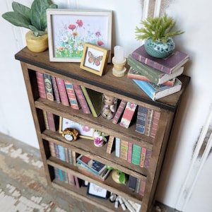 DIY Miniature Bookshelf Kit | Anxiety Bookshelf Kit |Dollhouse Mini Bookcase | Gift Idea for Readers Teacher Book Lovers | Library Decor