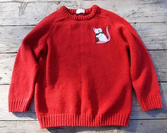 Age 5-6 childrens kids jumper sweater knitwear clothes upcycled handmade sustainable festive mouse one of a kind unique Christmas gift