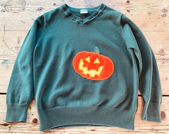 Age 3-4 children's kid's clothes jumper knitwear upcycled handmade spooky Halloween costume party Autumn Fall ghosts one of a kind gift