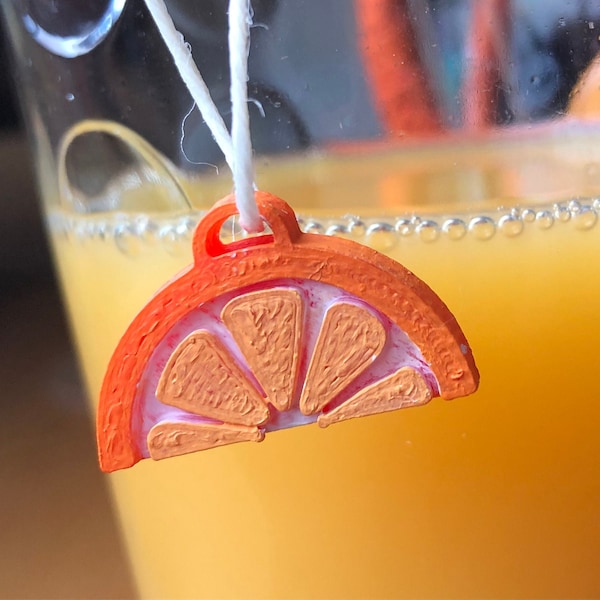 Hand-Painted Citrus Orange Necklace Pendant