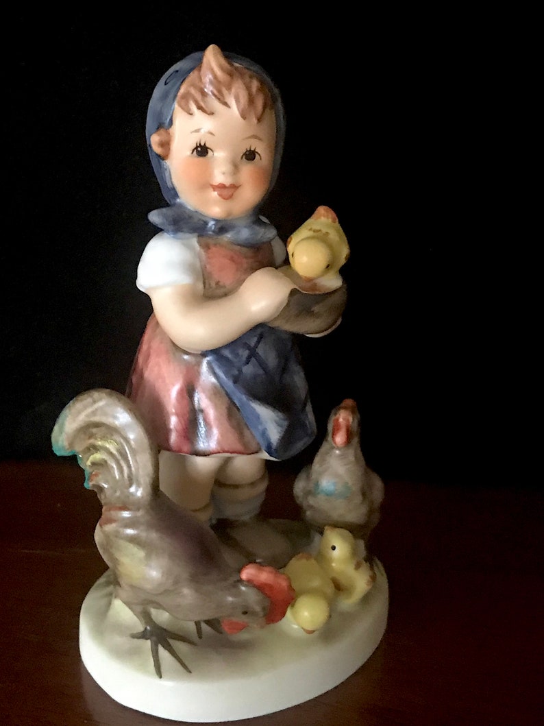 Figurine De Noël Vintage Hummel - Fille Avec Bol Et Canard - 10 Cm