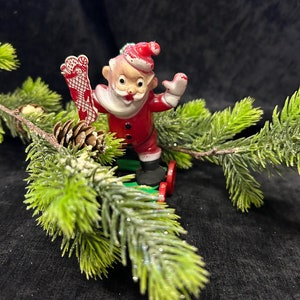 Santa Claus on Wheels- Rosbo Plastics Candy Holder- Mid-Century Christmas Decor