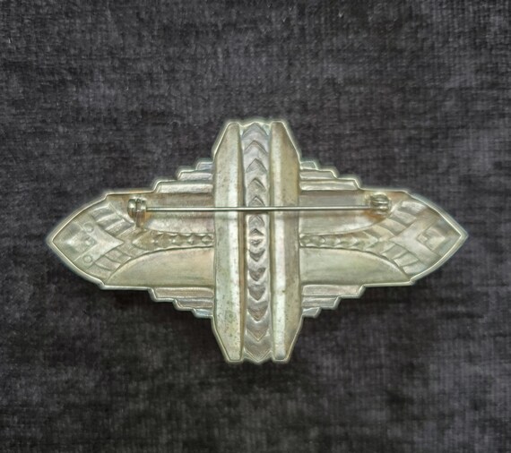 1940s Chrome Art Deco Pin/Brooch - image 2