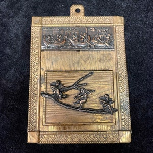 Brass Match Safe Holder Victorian Cherubs and Gondolas