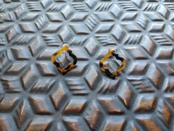 Tortoise Shell Drop Earrings - Post Earrings with… - image 2