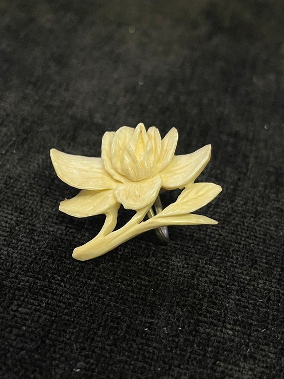Lotus Flower Carved Earrings - Earrings from Natu… - image 3