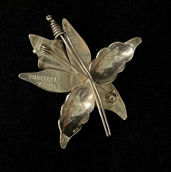 TAXCO Orchid Pin/Brooch Silver - Marked Taxco, Me… - image 2