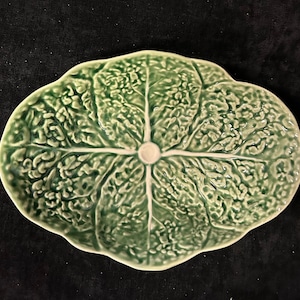 Cabbage Pattern Bordallo Pinheiro Majolica Dish- Vintage Farmhouse decor