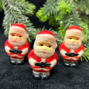 1950s Santa Plastic Christmas Tree Light Covers - Classic Jolly Round Santa Claus- Sold as a Set  of  3