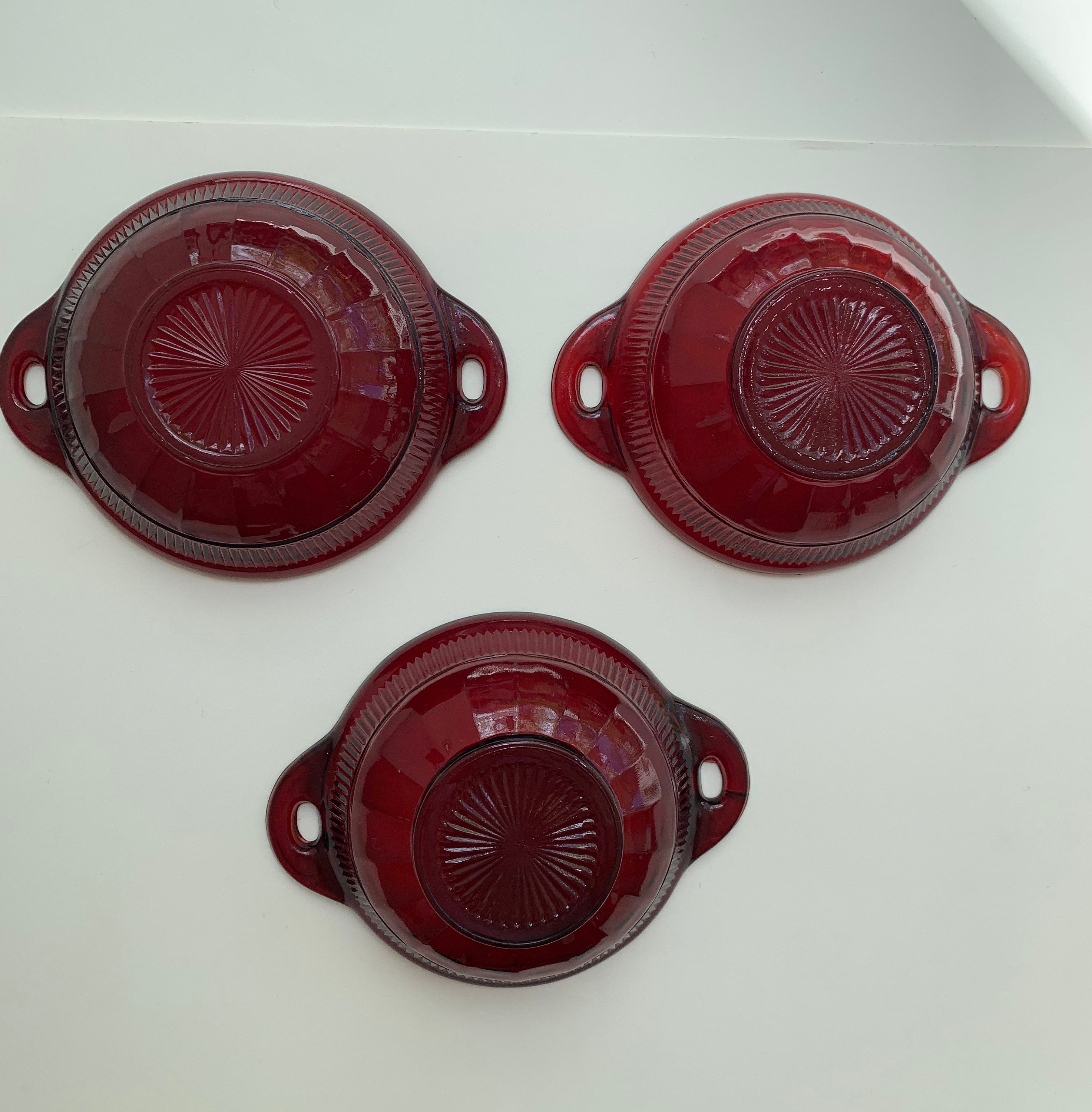 Pressed Ruby Glass Patterned Candy Dish Vintage Etsy