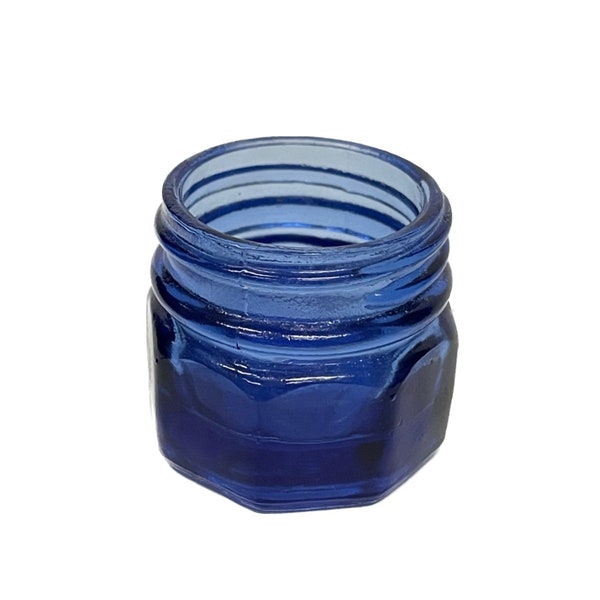 Original Noxema Octogon Cobalt Blue jar (lid missing) small size - Sample size??