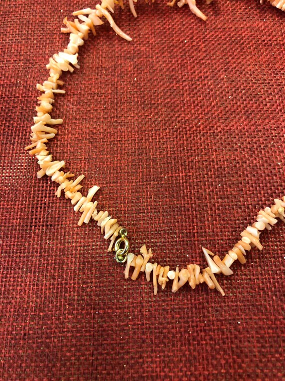 Peachy Orange Natural Branch Coral Necklace - Vin… - image 4